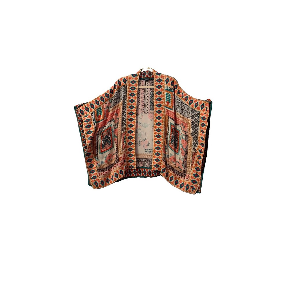 Tolani Embroidered Kimono Jacket Floral Art To Wear Patchwork Boho Oversized